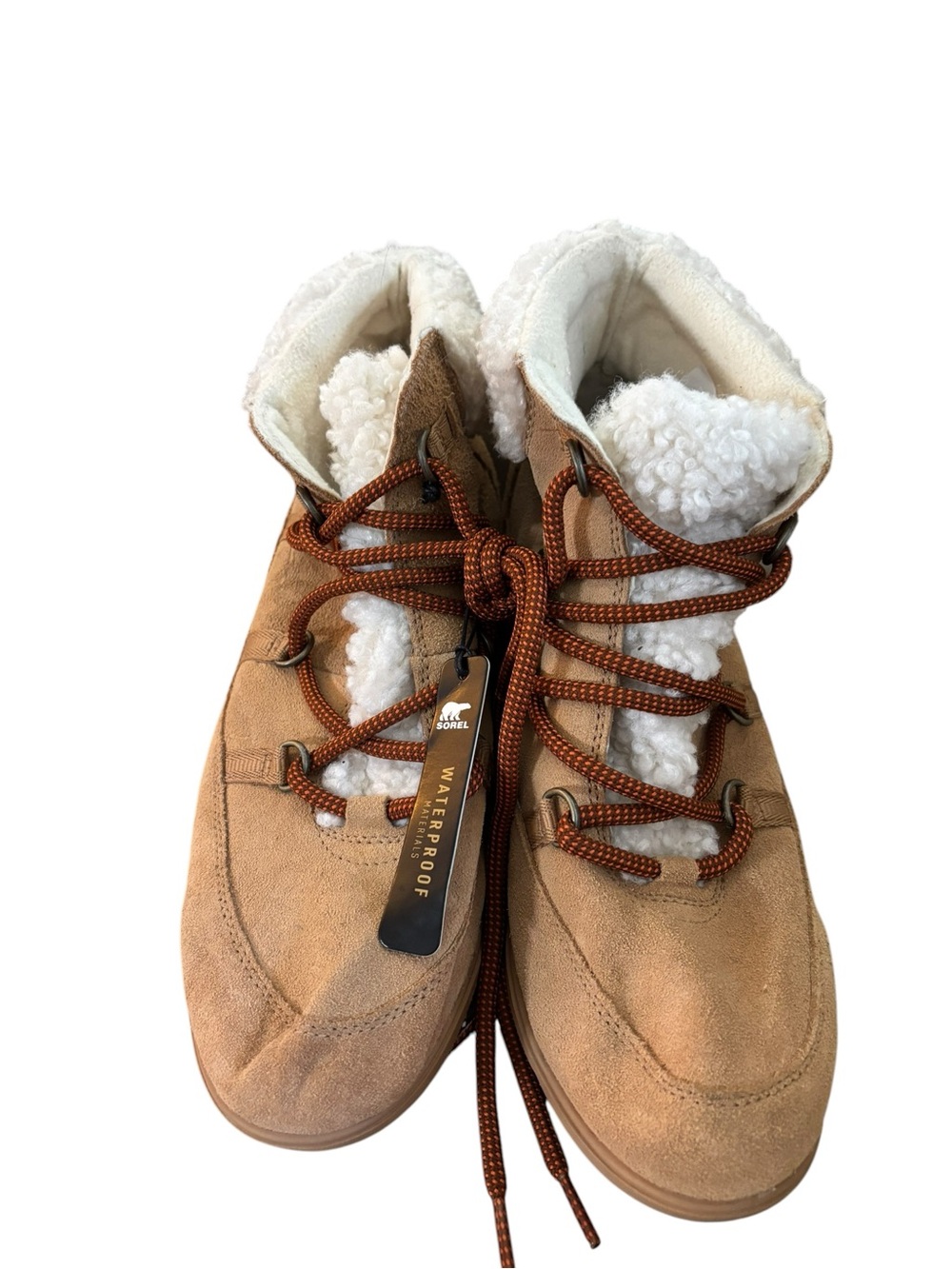 NEW SOREL Women Evie Wedge Waterproof Lace-Up Bootie US 11 Tawny Buff/Wood